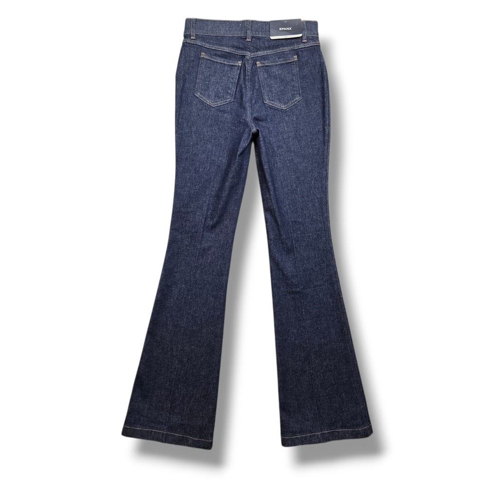 Spanx Flare Jeans Womens Medium Raw Indigo Wash High Rise Pull On EveryWear - Picture 4 of 11